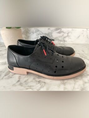 Camper Twins Oxford Shoes Size 40 / 9 Ortholite Black Leather Lightweight